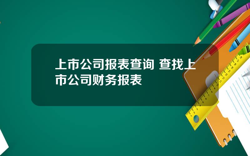 上市公司报表查询 查找上市公司财务报表